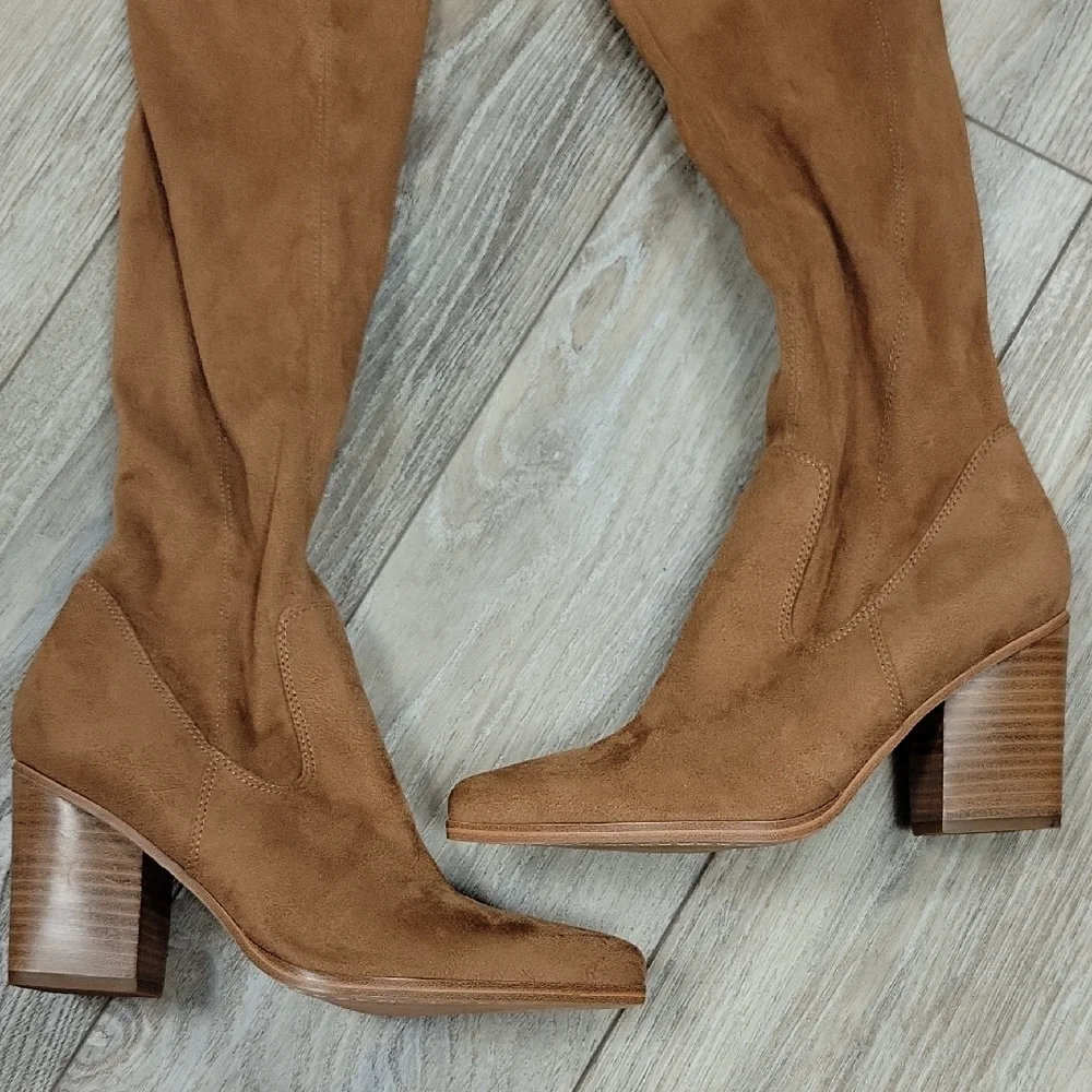 Marc Fisher Brown Over-the-Knee Boots with Block Heel